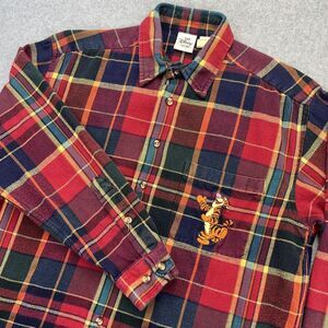 Vintage The Disney Store Tigger Shirt Mens Medium M Red Plaid Flannel LS